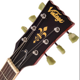 Vintage ~ V100T ReIssued Electric Guitar ~ Flamed Trans Wine Red ~ NEW!